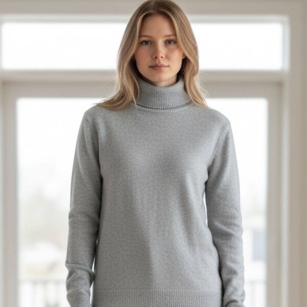 Magashoni Cashmere - Women's Gray Turtleneck Sweater - Elevated Casual - Size XS